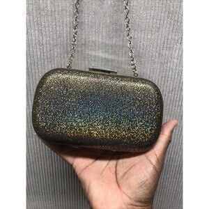 Expressions NYC Metallic Clutch Purse Gold Black Silver Chain Y2K Evening Bag